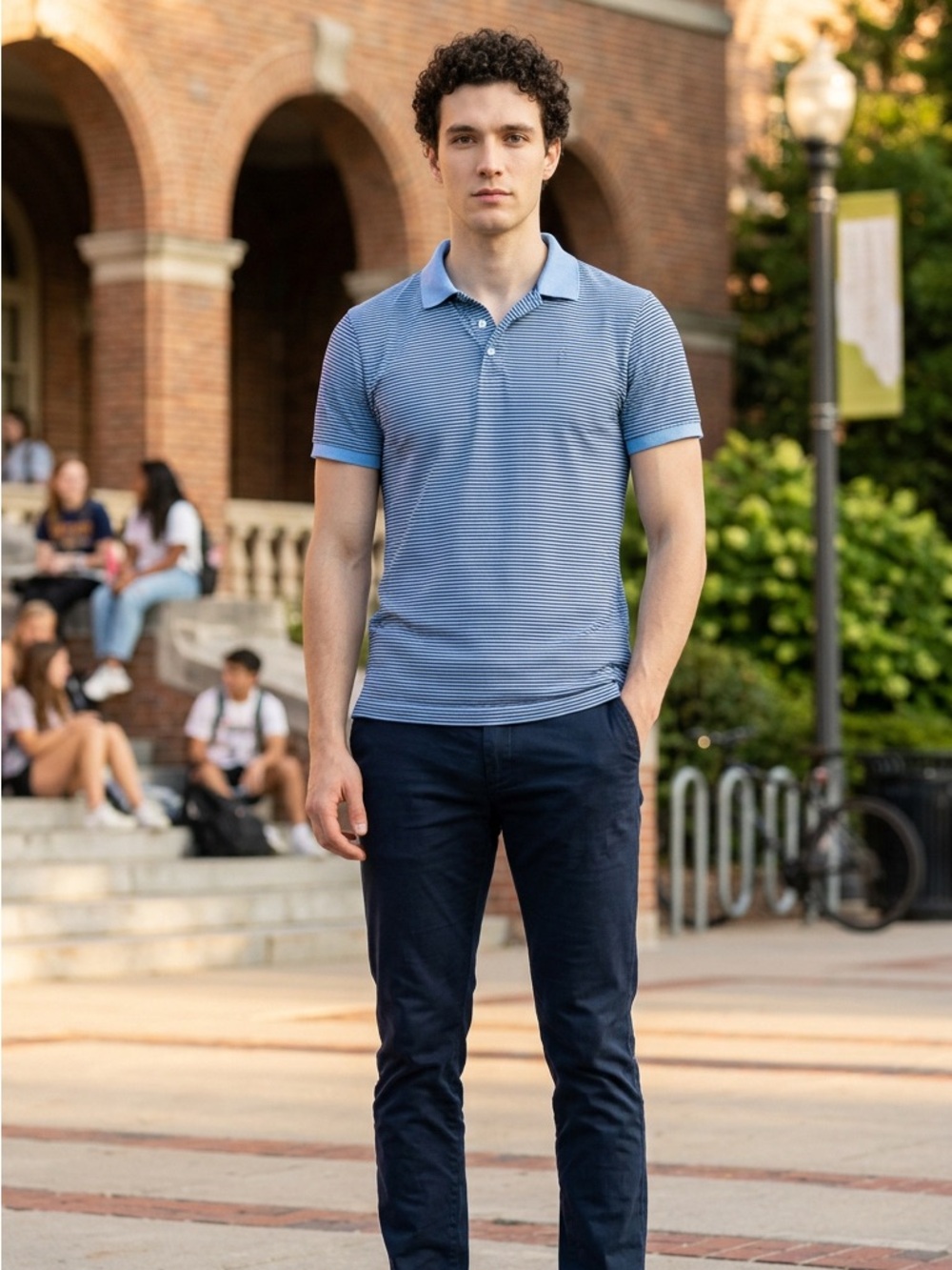 Tommy Hilfiger Blue Striped Polo Shirt XL